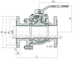 Q41F46/F3 flange fluorine lined Diaphragm Valve constructral diagram