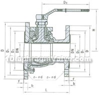 QF41F46/F3 fluorine lined discharge stuff Diaphragm Valve constructral diagram