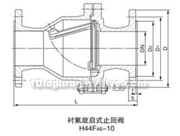 Fluorine Lined Swing Check Valve constructral diagram