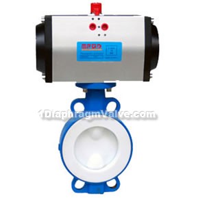 Pneumatic wafer fluorine lined butterfly valves