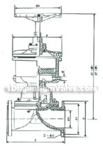 G641W/J/Fs-6 type　reciprocating-type pneumatic diaphragm valve, reciprocating-type fluorine lined pneumatic diaphragm valve constructral diagram