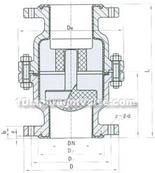 H40F46/F3 vertical fluorine lined check valve constructral diagram