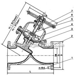 Y-type manual rubber lined diaphragm valve constructral diagram