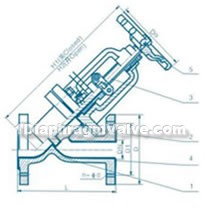 J45J/Fs-6/10 type y-type rubber lined, fluorine lined globe valve constructral diagram